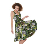 Vanilla Flower And Coconut Pattern Print Women's Sleeveless Dress