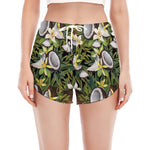Vanilla Flower And Coconut Pattern Print Women's Split Running Shorts