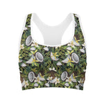 Vanilla Flower And Coconut Pattern Print Women's Sports Bra