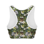 Vanilla Flower And Coconut Pattern Print Women's Sports Bra