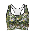 Vanilla Flower And Coconut Pattern Print Women's Sports Bra