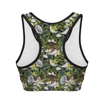 Vanilla Flower And Coconut Pattern Print Women's Sports Bra