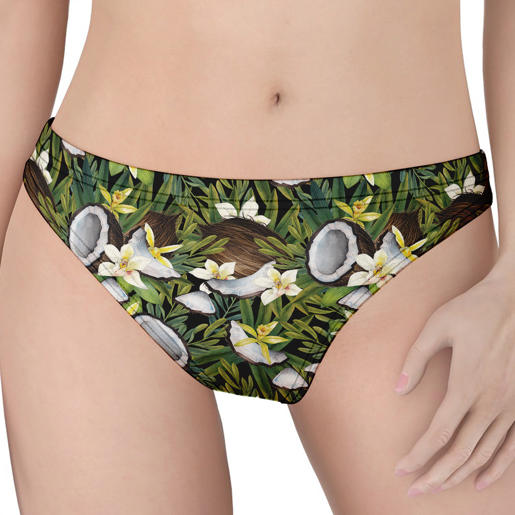 Vanilla Flower And Coconut Pattern Print Women's Thong