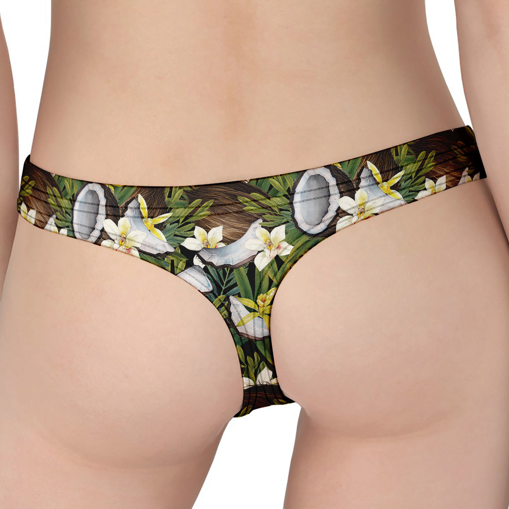 Vanilla Flower And Coconut Pattern Print Women's Thong