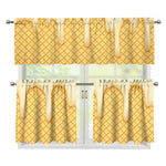 Vanilla Ice Cream Melted Print 3 Piece Kitchen Curtains