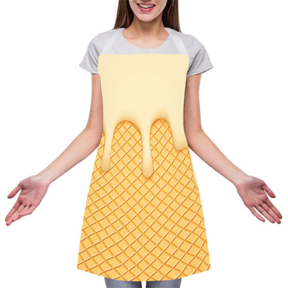 Vanilla Ice Cream Melted Print Adjustable Apron