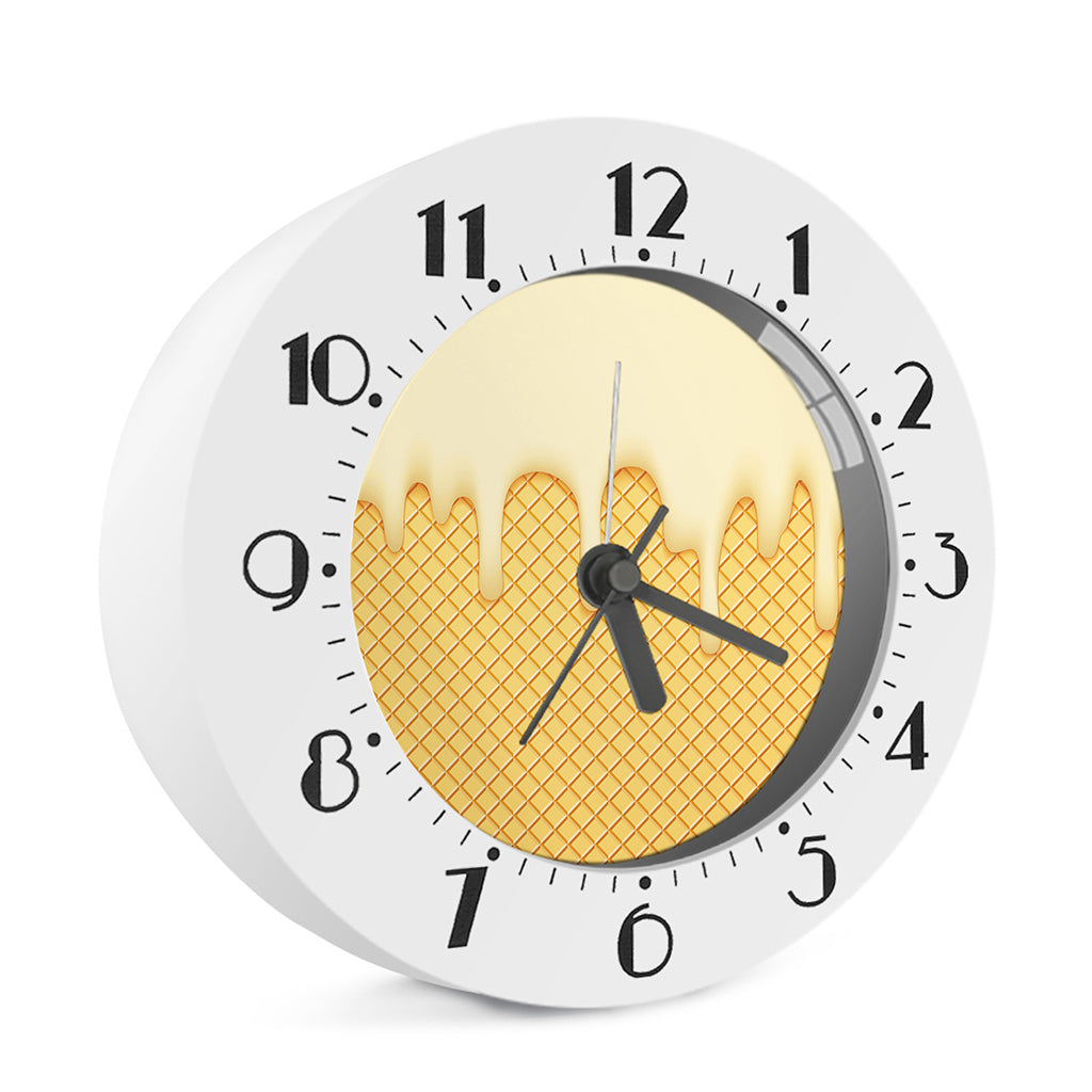 Vanilla Ice Cream Melted Print Alarm Clock