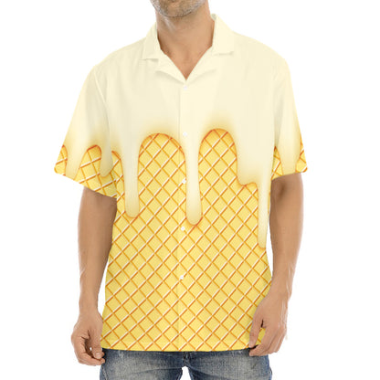 Vanilla Ice Cream Melted Print Aloha Shirt