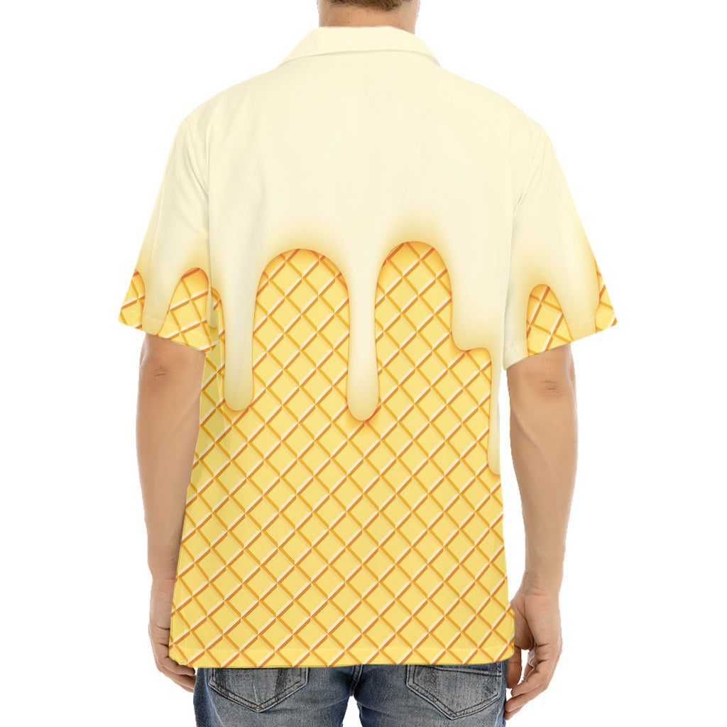 Vanilla Ice Cream Melted Print Aloha Shirt