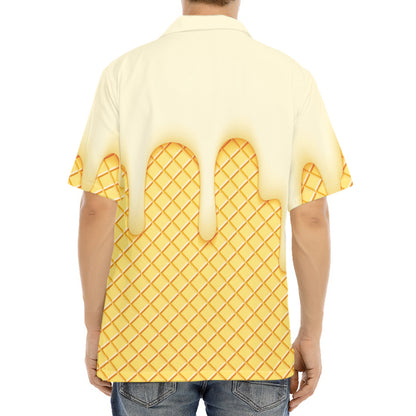 Vanilla Ice Cream Melted Print Aloha Shirt
