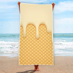 Vanilla Ice Cream Melted Print Beach Towel