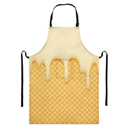 Vanilla Ice Cream Melted Print Bib Apron With Pocket