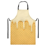 Vanilla Ice Cream Melted Print Bib Apron With Pocket