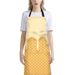 Vanilla Ice Cream Melted Print Bib Apron With Pocket