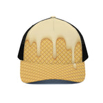 Vanilla Ice Cream Melted Print Black Mesh Trucker Cap