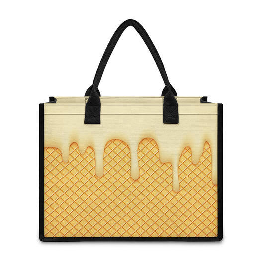 Vanilla Ice Cream Melted Print Canvas Tote Bag