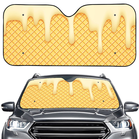 Vanilla Ice Cream Melted Print Car Windshield Sun Shade