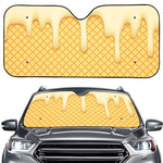 Vanilla Ice Cream Melted Print Car Windshield Sun Shade