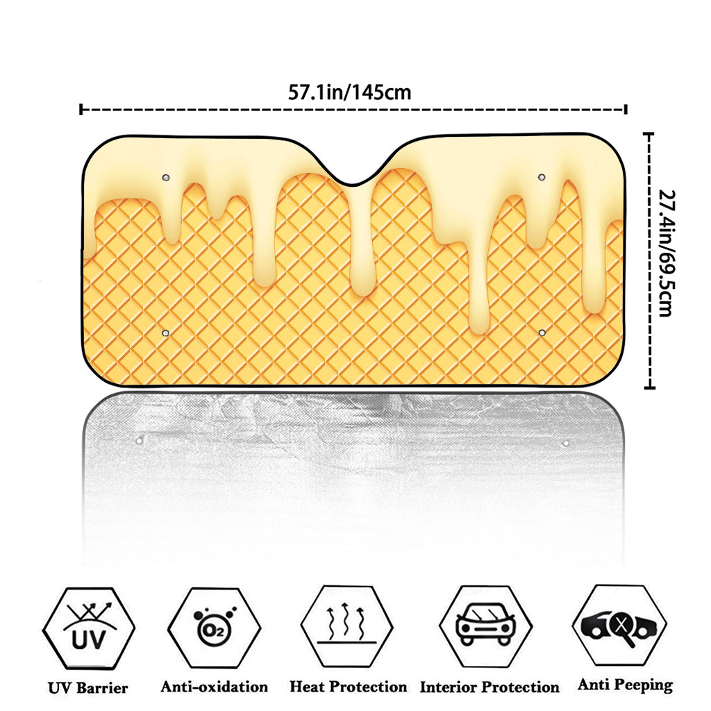Vanilla Ice Cream Melted Print Car Windshield Sun Shade
