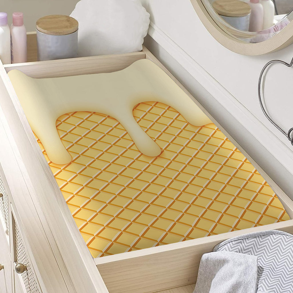 Vanilla Ice Cream Melted Print Changing Pad Cover