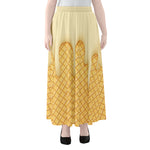 Vanilla Ice Cream Melted Print Chiffon Maxi Skirt