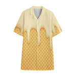 Vanilla Ice Cream Melted Print Cotton Hawaiian Shirt