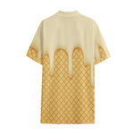 Vanilla Ice Cream Melted Print Cotton Hawaiian Shirt