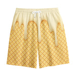 Vanilla Ice Cream Melted Print Cotton Shorts