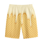 Vanilla Ice Cream Melted Print Cotton Shorts