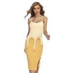 Vanilla Ice Cream Melted Print Cross Back Cami Dress