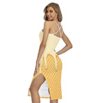 Vanilla Ice Cream Melted Print Cross Back Cami Dress