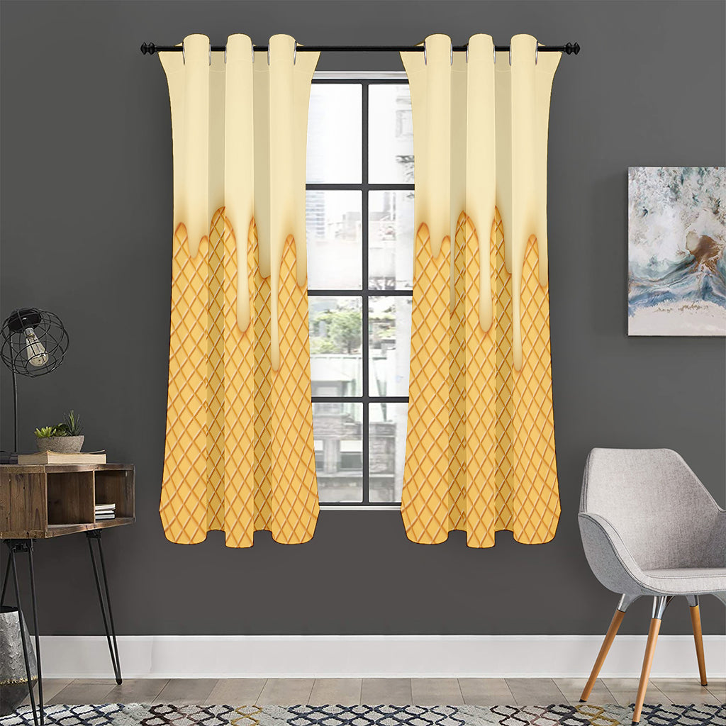 Vanilla Ice Cream Melted Print Curtain