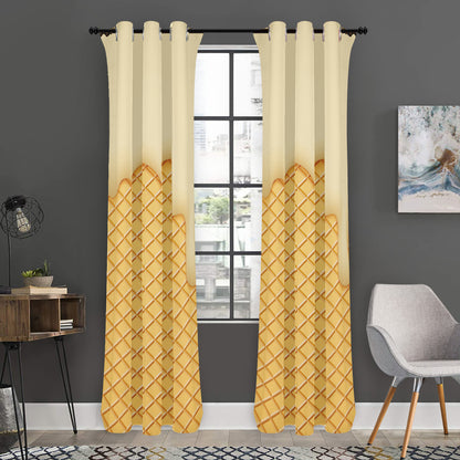 Vanilla Ice Cream Melted Print Curtain