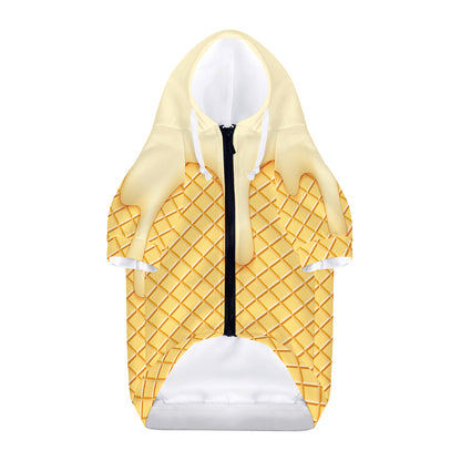 Vanilla Ice Cream Melted Print Dog Zip Up Hoodie