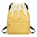 Vanilla Ice Cream Melted Print Drawstring Backpack