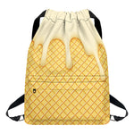 Vanilla Ice Cream Melted Print Drawstring Backpack