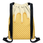 Vanilla Ice Cream Melted Print Drawstring Backpack