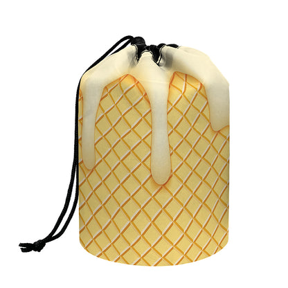 Vanilla Ice Cream Melted Print Drawstring Makeup Bag