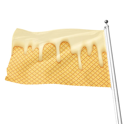 Vanilla Ice Cream Melted Print Flag