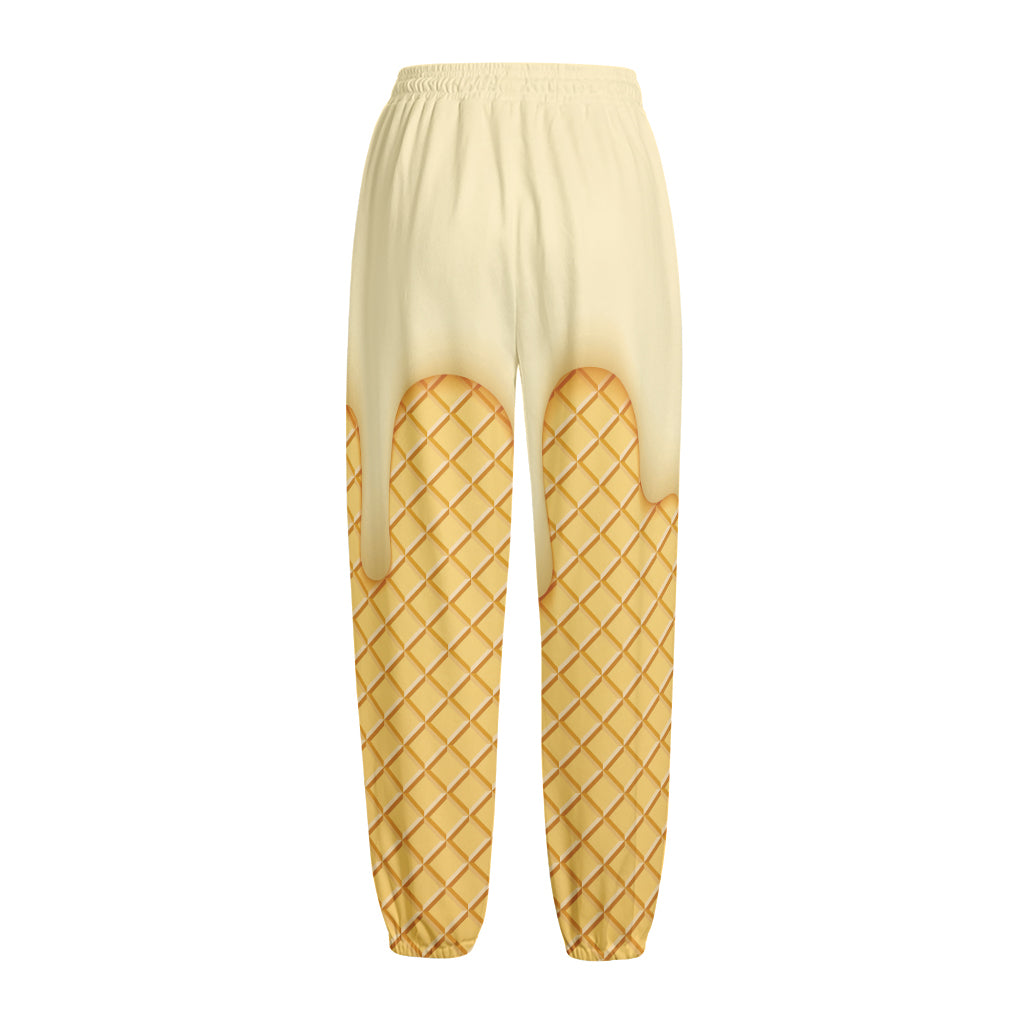 Vanilla Ice Cream Melted Print Fleece Lined Knit Pants