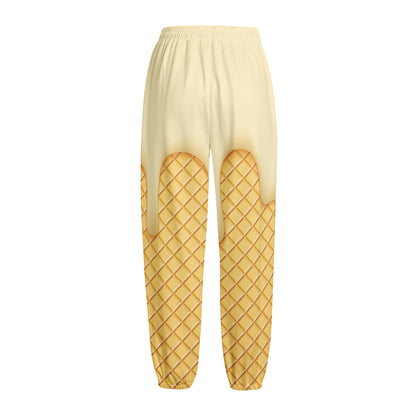Vanilla Ice Cream Melted Print Fleece Lined Knit Pants