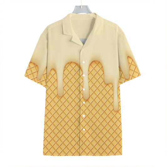 Vanilla Ice Cream Melted Print Hawaiian Shirt