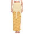 Vanilla Ice Cream Melted Print High Slit Maxi Skirt