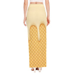 Vanilla Ice Cream Melted Print High Slit Maxi Skirt