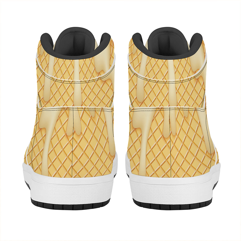 Vanilla Ice Cream Melted Print High Top Leather Sneakers