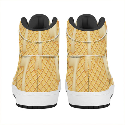 Vanilla Ice Cream Melted Print High Top Leather Sneakers