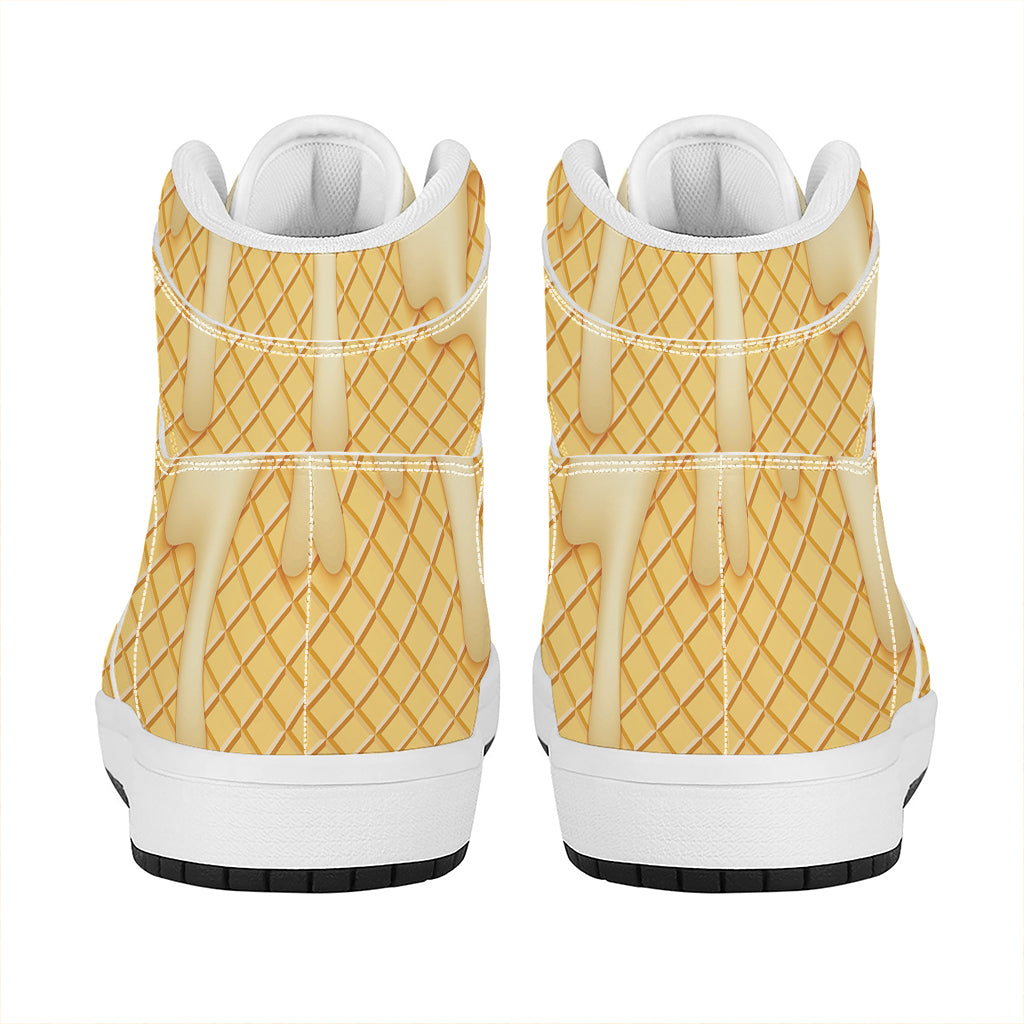 Vanilla Ice Cream Melted Print High Top Leather Sneakers