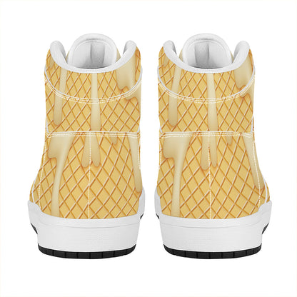 Vanilla Ice Cream Melted Print High Top Leather Sneakers