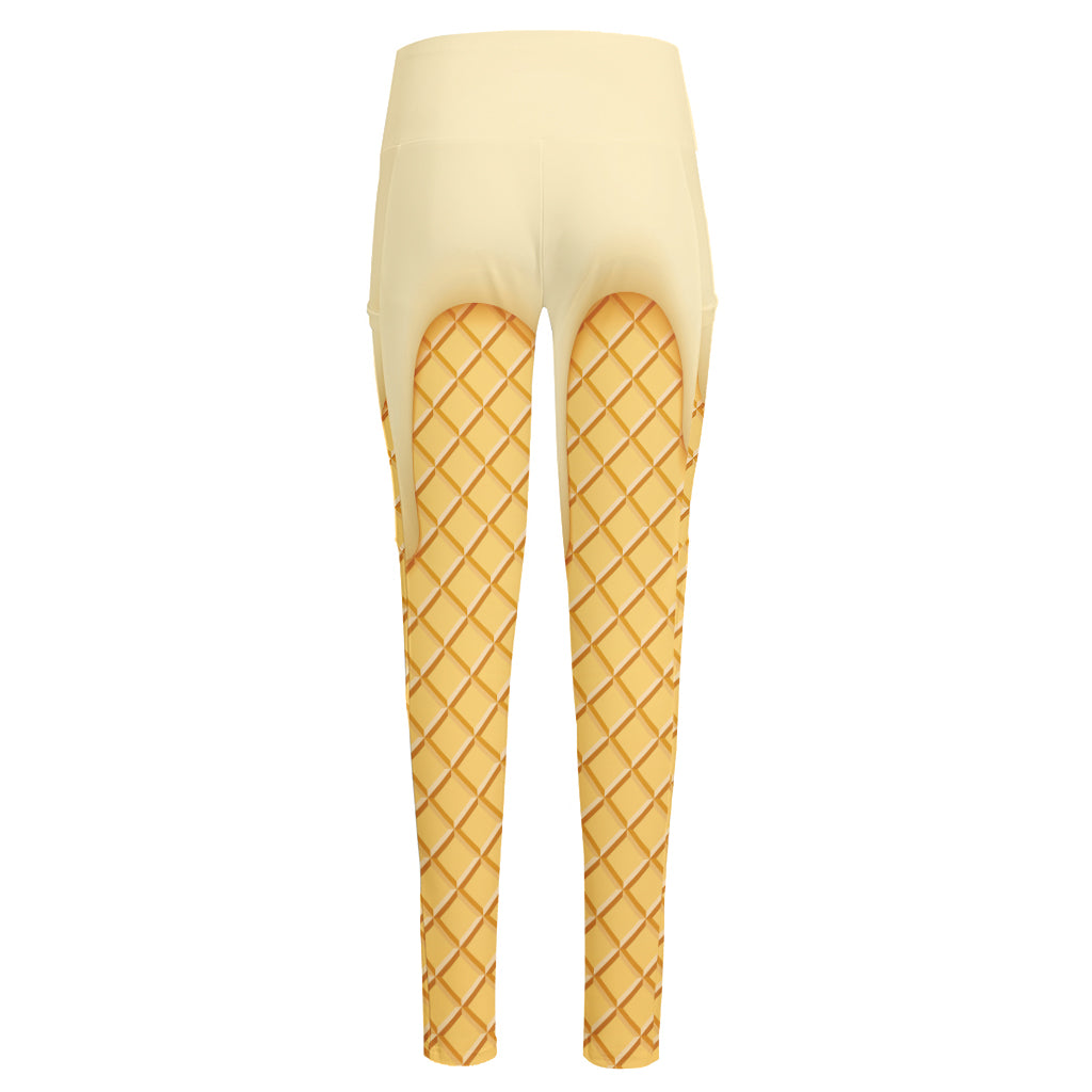 Vanilla Ice Cream Melted Print High-Waisted Pocket Leggings