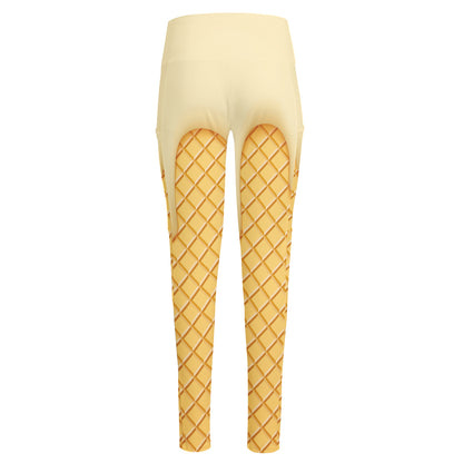 Vanilla Ice Cream Melted Print High-Waisted Pocket Leggings